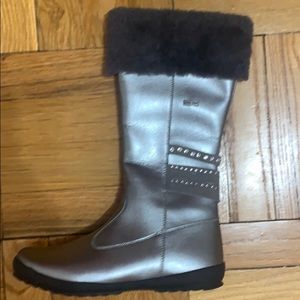Naturino rainstep fur lined silver boot 36 NWT